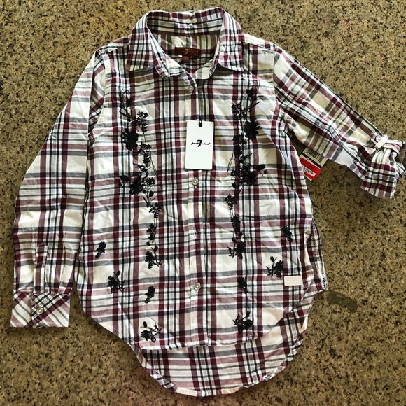 7 For All Mankind- Plaid button up shirt- Size S&M - Picture 1 of 2